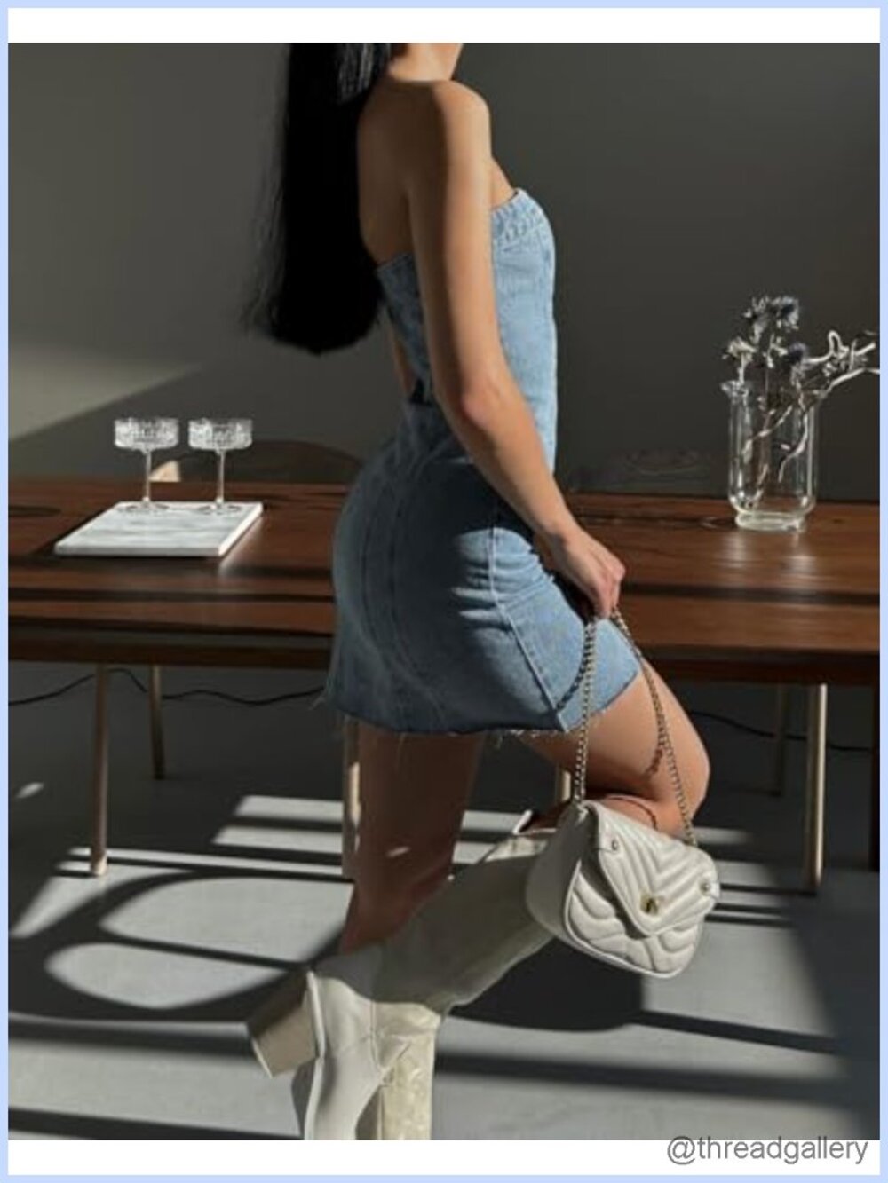 Women's Strapless Denim Bodycon Mini Dress Y2K Corset Backless Clubwear - Picture 4 of 6